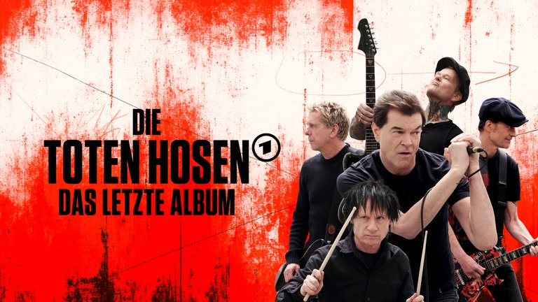 Dokumentarfilm "Die Toten Hosen - Das letzte Album"Bandfoto der Toten Hosen vor rotem Hintergrund