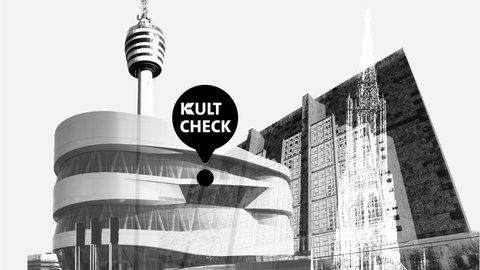 Collage von verschiedenen Bauwerken mit dem Schriftzug "Kultcheck"