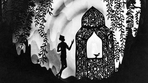 Aladin findet die Wunderlampe: Eine Szene aus Lotte Reinigers Film „Die Abenteuer des Prinzen Ahmed“