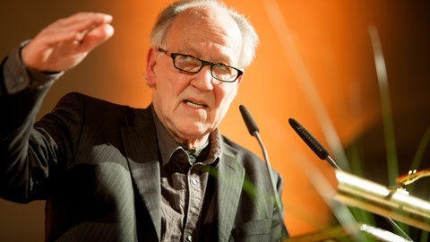 Werner Herzog 2015 bei der Verleihung des „Kulturellen Ehrenpreises der Stadt München“