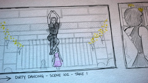 Skizze einer Tanzszene aus dem Film "Dirty Dancing"