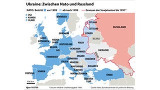 Grafik: Karte der NATO-Mitglieder und Grenzen der Sowjetunion bis 1991