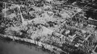 Eine Luftaufnahme des eroberten Mannheim