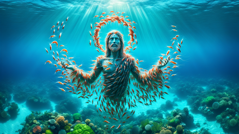 Eine Version der "Shrimp Jesus"-Bilder, die 2024 auf Facebook verbreitet wurden. KI-erzeugtes Bild. 