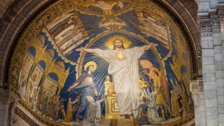 France, Ile de France, Paris, 18th district, Christ in Majesty mosaic, Apse of the Sacre Coeur Basilica, Montmartre.