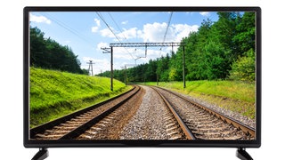 Fernseher mit Eisenbahn auf dem Bildschirm