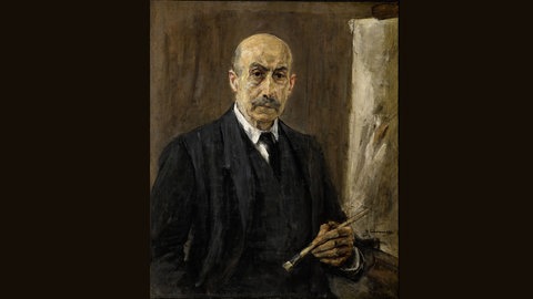 Max Liebermann, Selbstbildnis im Anzug neben der Staffelei, 1922