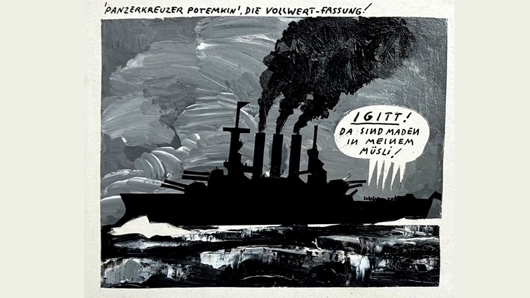 „Panzerkreuzer Potemkin“. Die Vollwert-Fassung. Freie Arbeit für ein eigenes Comic Projekt. Unveröffentlicht, 90er Jahre