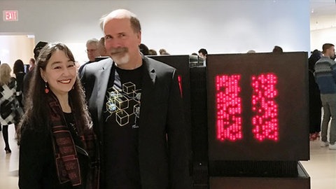 Tamiko Thiel and Danny Hilli with a CM-2, collection of the Museum of Modern Art New York, 2017
