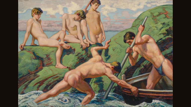 Ludwig von Hofmann, Nackte Fischer und Knaben am grünen Gestade, 1900