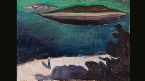 Edvard Munchs Gemälde mit dem Titel „Sommernacht am Oslofjord" gibt es eine Komposition 