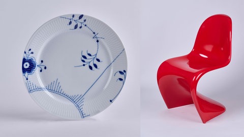 Teller Royal Copenhagen und Panton Chair von Verner Panton, 1958