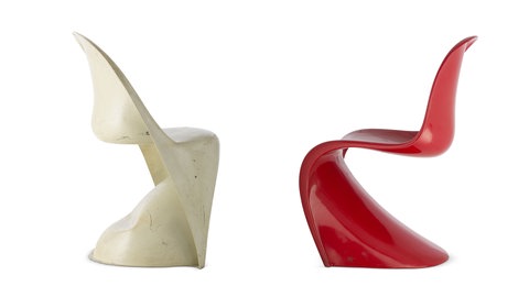 Verner Panton, erstes Modell für den Panton Chair, 1958 