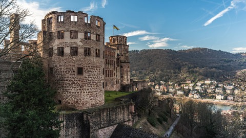 Heidelberger Schloss, Ostseite mit Apothekerturm und Glockenturm