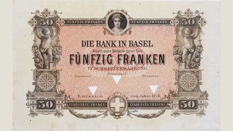 Banknote zu 50 Franken, Zug 1879