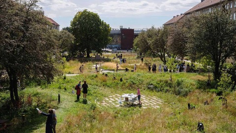 Ein wild wuchernder Park in einem Kopenhagerner Wohngebiet