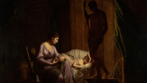Penelope trennt ihren Teppich auf, Gemälde von Joseph Wright (1783-1784)