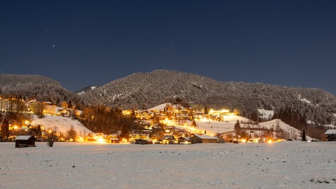 Oberstdorf Panoramaaufnahme im Winter mit Schnee