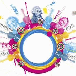 Bunte Collage von klassischen Musikkomponisten