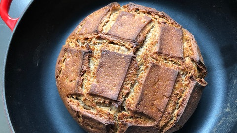 Rundes, frisch gebackenes Brot