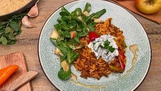Hack-Pfanne mit griechischen Nudeln