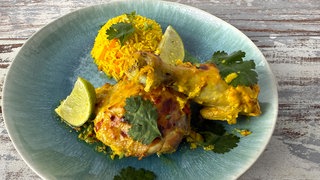 Hühnchen in Joghurt-Ingwer-Marinade mit Karottenreis