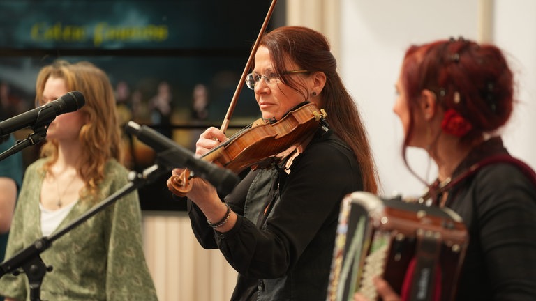 Irish Folk auf der SWR-Bühne mit den "Celtic Friends" beim Mannheimer Maimarkt.