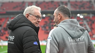Holger Sanwald und Frank Schmidt vom 1.FC Heidenheim