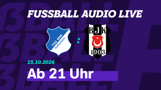 Logos der TSG Hoffenheim und Besiktas Istanbul vor blauem Hintergrund