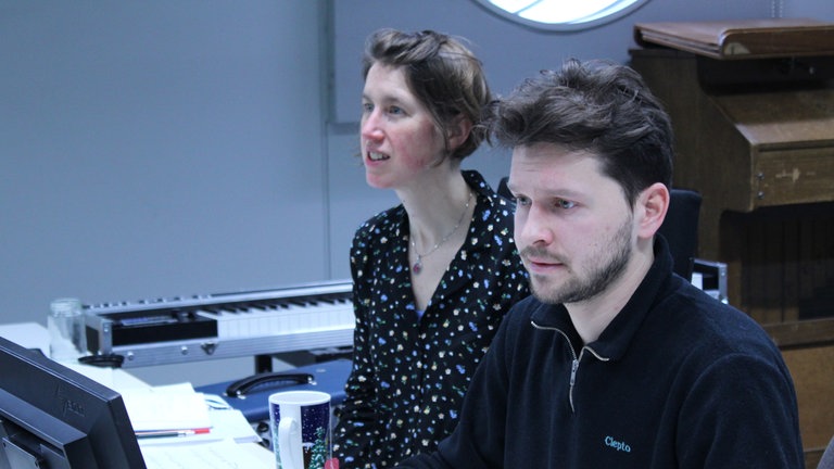 Bei der Probe: Komponistin Annesley Black und Klangregisseur Daniel Miska