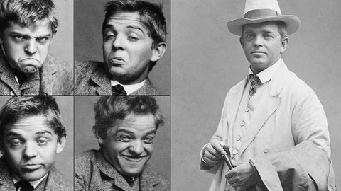 Links: Jugendbildnisse eines Nationalkomponisten, Carl Nielsen um 1880,  rechts: Carl Nielsen 1908