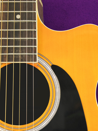 Eine angeschnittene Akustik-Gitarre steht für den ARD Musikclub Country