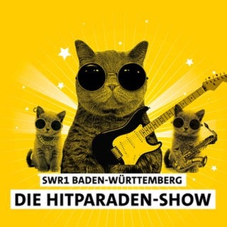 Eine Katze und zwei Kätzchen mit dem Text SWR1 Baden-Württemberg - Die Hitparaden-Show. Wir feiern die SWR1 Hitparade das ganze Jahr mit euch.