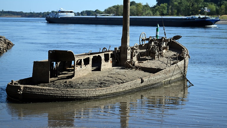 30. Juli: Das Geisterschiff, das wegen des niedrigen Rheinpegels aktuell bei Neuss zu sehen ist, birgt ein dunkles Geheimnis. Als Aalfänger war das Schiff in den 1990er Jahren auf dem Rhein unterwegs, bis sein Kapitän in den Knast musste.