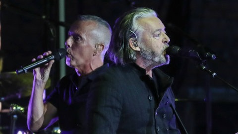 Roland Orzabal und Curt Smith von Tears for Fears gemeinsam bei einem Livekonzert in London 2019.