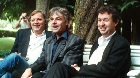 Die Bandmitglieder von Pink Floyd auf ihrer Europatournee 1988