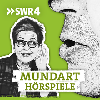 Frau hält die Hand ans Ohr, Mann im Seitenprofil sprechend. Sichtbar vom männlichen Gesicht sind nur Nasen und Mund, beide in schwarz-weiß 