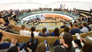Jugendliche verfolgen eine Plenarsitzung (SymbolbildArchiv)