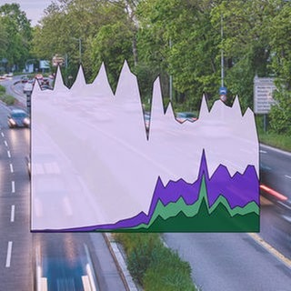 Verkehr entlang der Bundesstrasse 14 bei Stuttgart, Baden-Württemberg