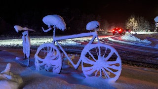 Dichter Schneefall bei Elzach (Kreis Emmendingen) auf der B294 in Richtung Mühlenbach.