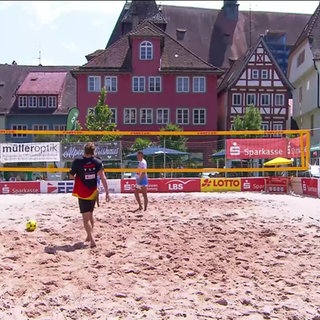 Ein Beach-Volleyballfeld