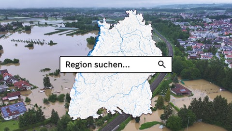 Das Hochwasser des Flusses Schussen überschwemmt Teile von Meckenbeuren