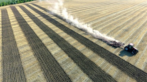 Symbolbild: Ein Traktor beim Auflockern des Bodens nach der Getreideernte. Manches Getreide würde sich nicht mehr lohnen, angebaut zu werden.