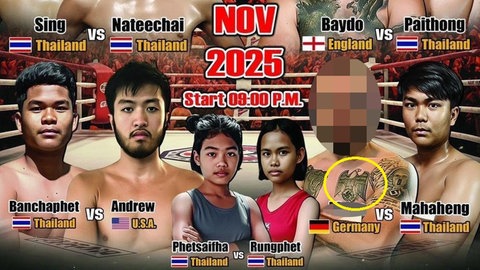 Plakat mit Kampfsportlern.