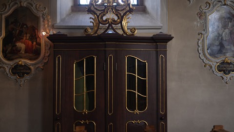 Beichtstuhl der Kirche St. Ulrich in Obereschach (Schwarzwald-Baar-Kreis)