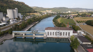 Wasserkraftwerk Reckingen an der deutsch-schweizerischen Grenze