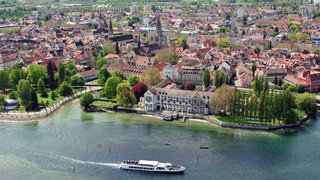 Eine Luftaufnahme der Altstadt von Konstanz