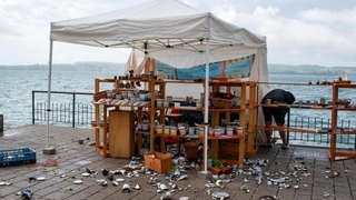 So sah es nach dem Sturm am Stand von Francesca Kieser aus. 
