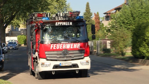 Ein Feuerwehrwagen der Stadt Eppingen. Dort wurde der Ernstfall erprobt bei einer Katastrophenübung, die noch einige Schwächen zeigte.