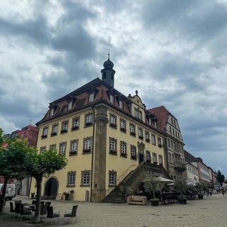 Das Rathaus in der Innenstadt von Neckarsulm (Archivbild). In der Fußgängerzone sind jetzt E-Scooter verboten.